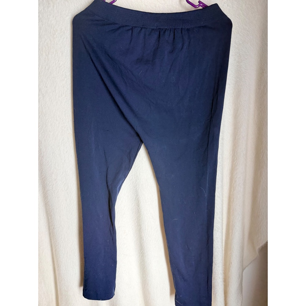 Feathers Navy Blue High Waisted Leggings Women Plus Size 2X 3X Stretch Knit - Picture 5 of 6